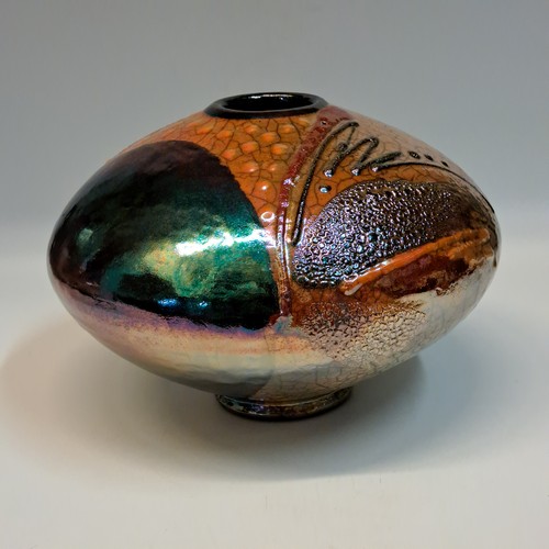 #240729 Raku Vessel Glitter Glaze $42 at Hunter Wolff Gallery